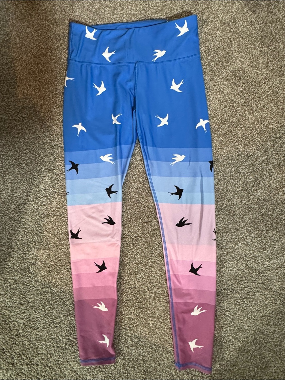 Noli Blue and Pink Ombre Leggings with Bird Print